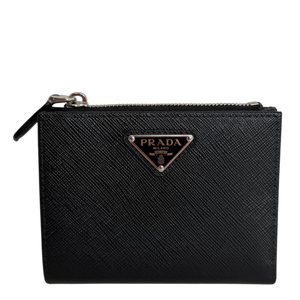 Prada Portemonnaie Saffiano Small Leder schwarz Fullset