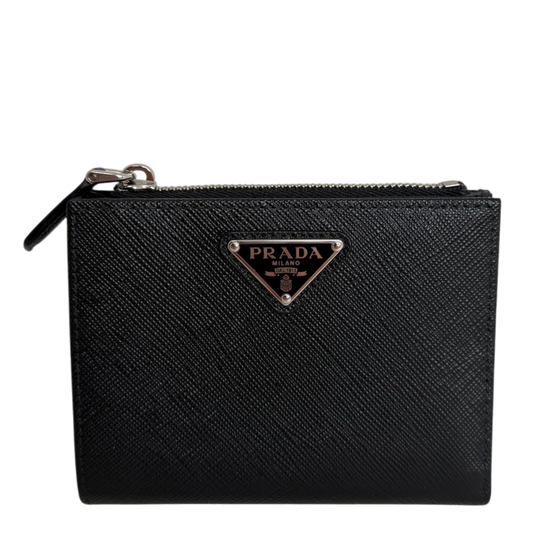 Prada Portemonnaie Saffiano Small Leder schwarz Fullset Prada