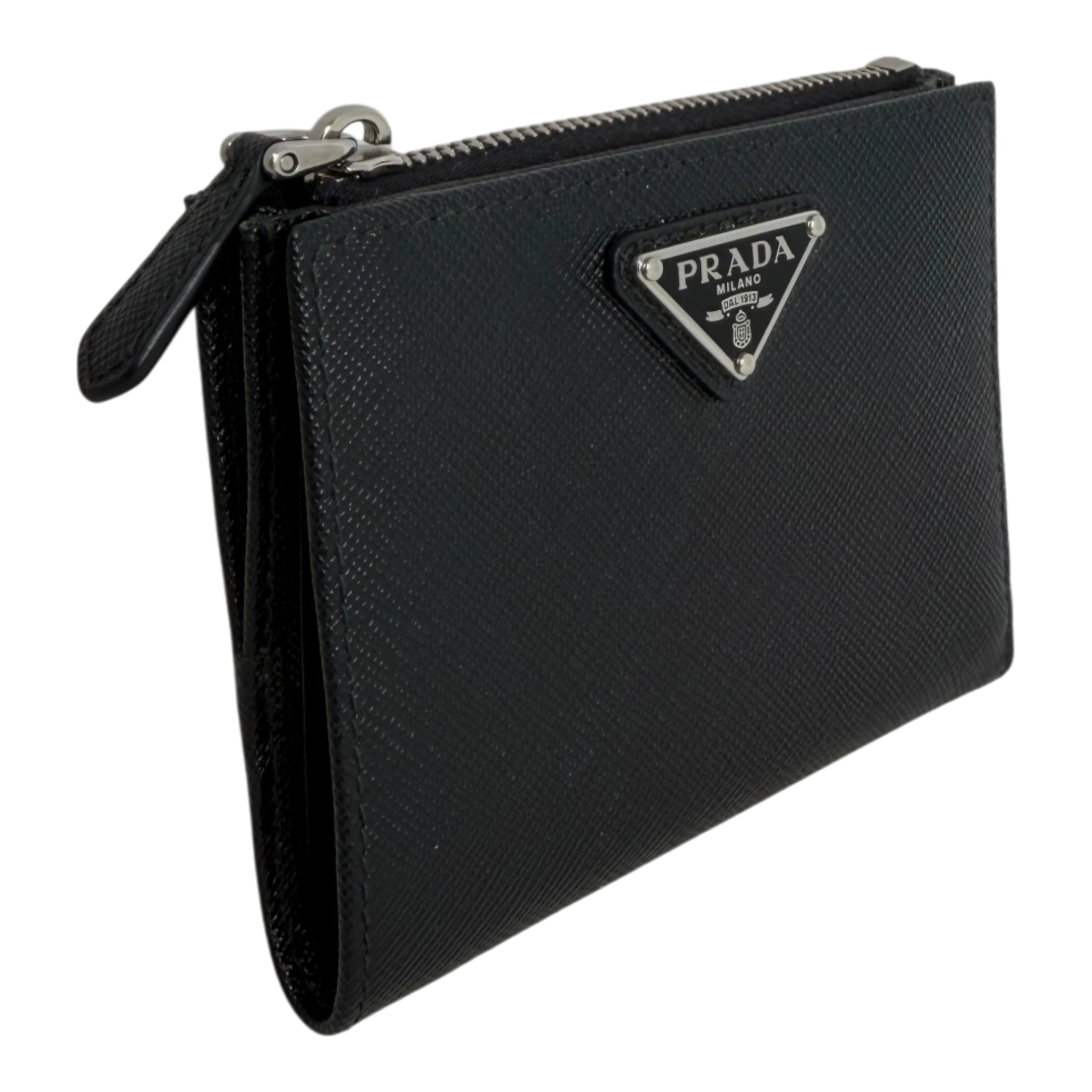 Prada Portemonnaie Saffiano Small Leder schwarz Fullset Prada