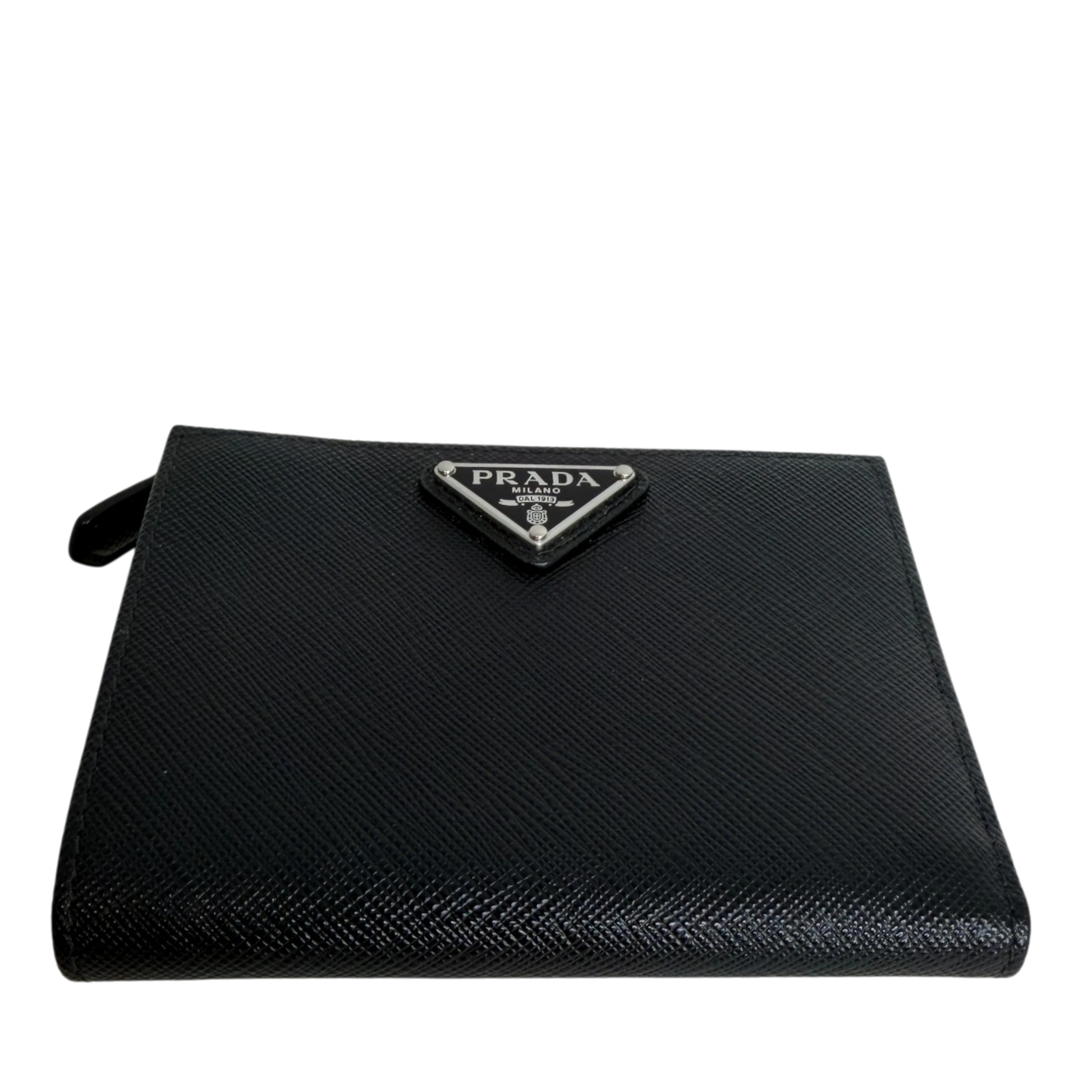 Prada Portemonnaie Saffiano Small Leder schwarz Fullset Prada