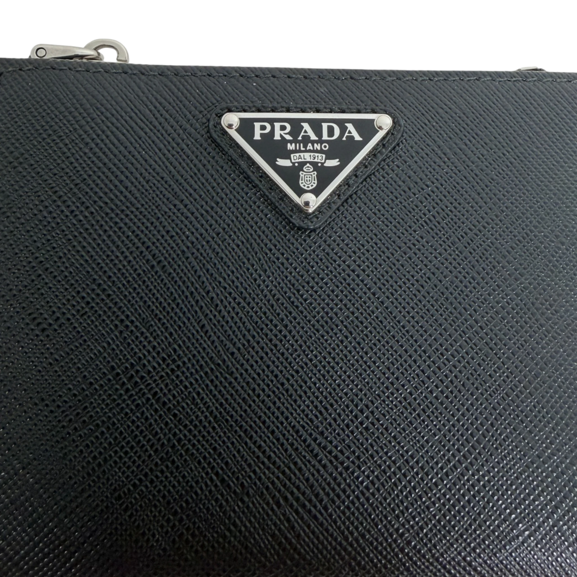 Prada Portemonnaie Saffiano Small Leder schwarz Fullset Prada
