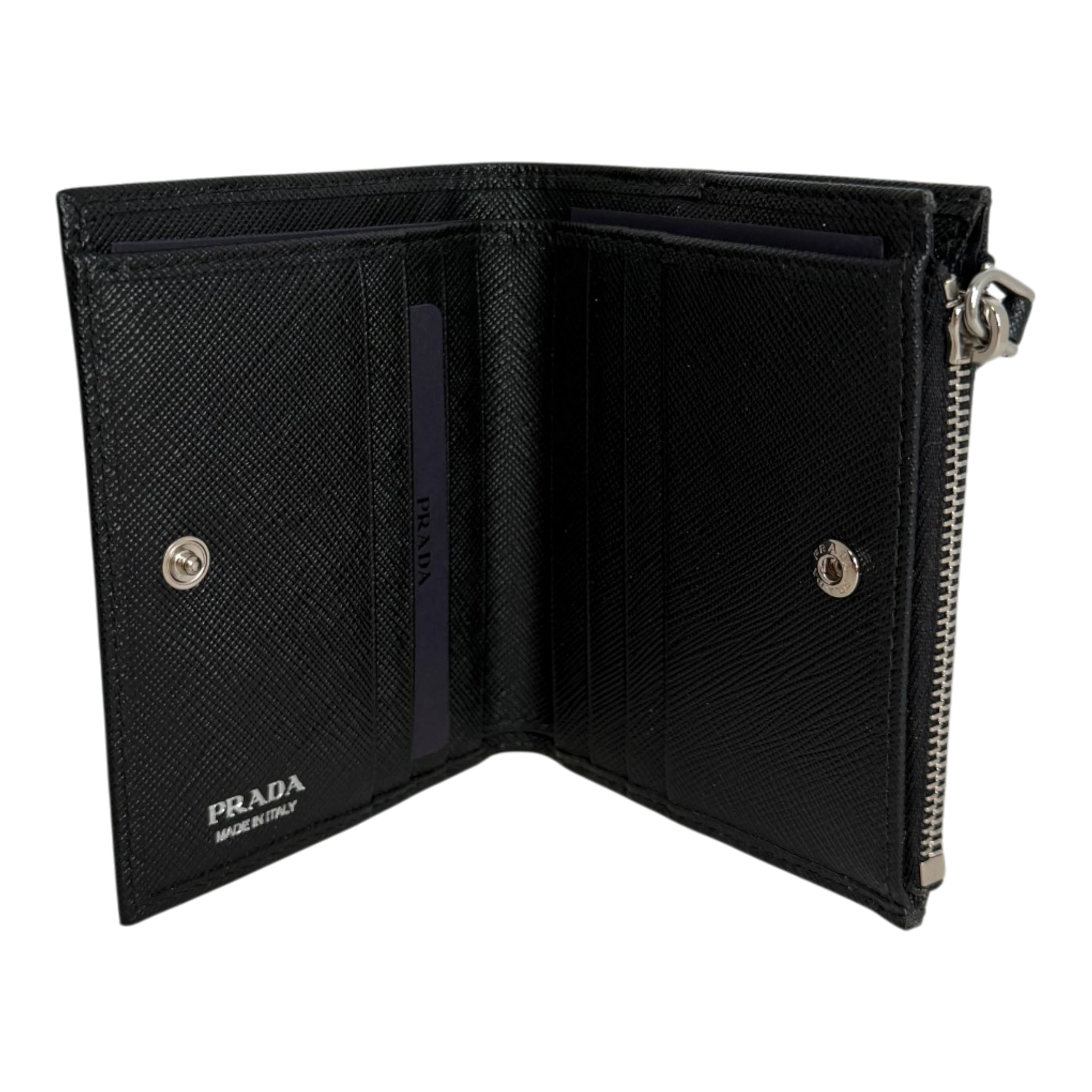 Prada Portemonnaie Saffiano Small Leder schwarz Fullset Prada