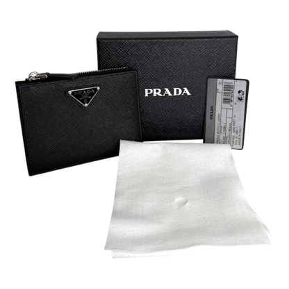 Prada Portemonnaie Saffiano Small Leder schwarz Fullset Prada