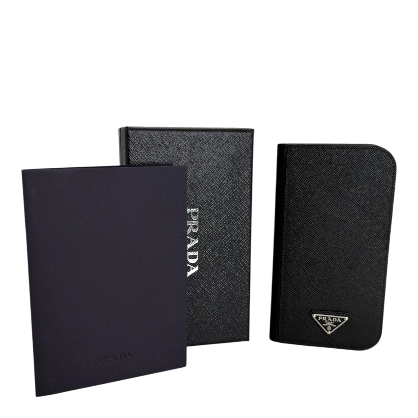 Prada Hülle iPhone 17 Pro Max Saffiano Leder schwarz Fullset Prada