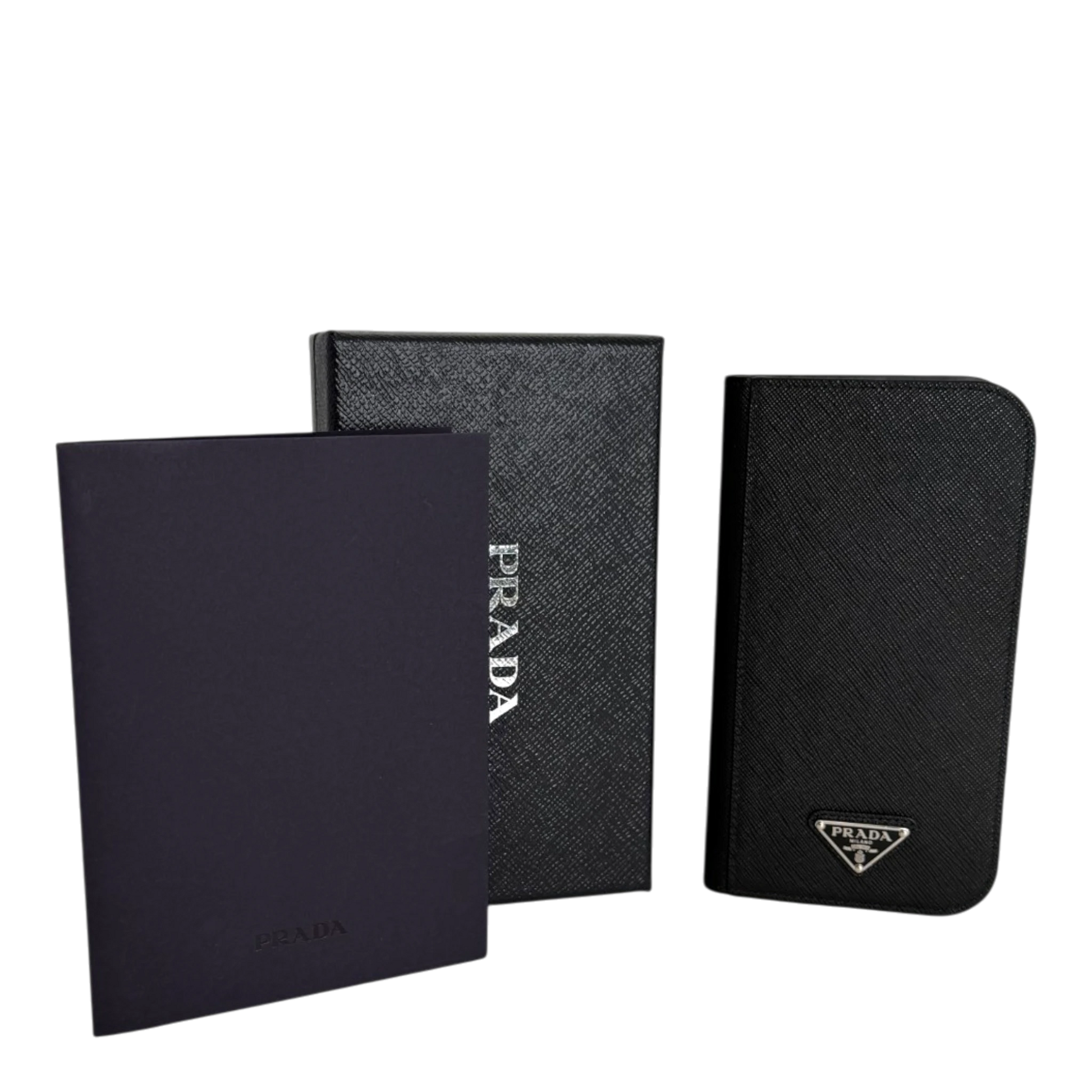 Prada Hülle iPhone 17 Pro Max Saffiano Leder schwarz Fullset Prada