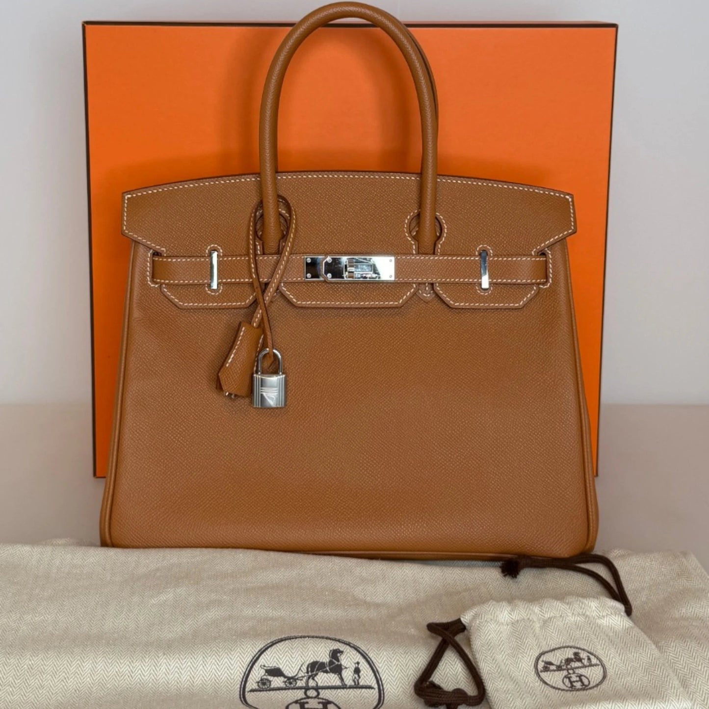 Hermès Birkin Bag 30 Gold Epsom Leder Palladium Hardware Hermès
