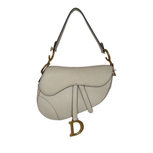 Dior Saddle Bag Medium cremeweißes Grained Calfskin Dior