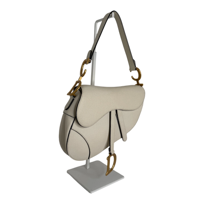 Dior Saddle Bag Medium cremeweißes Grained Calfskin Dior