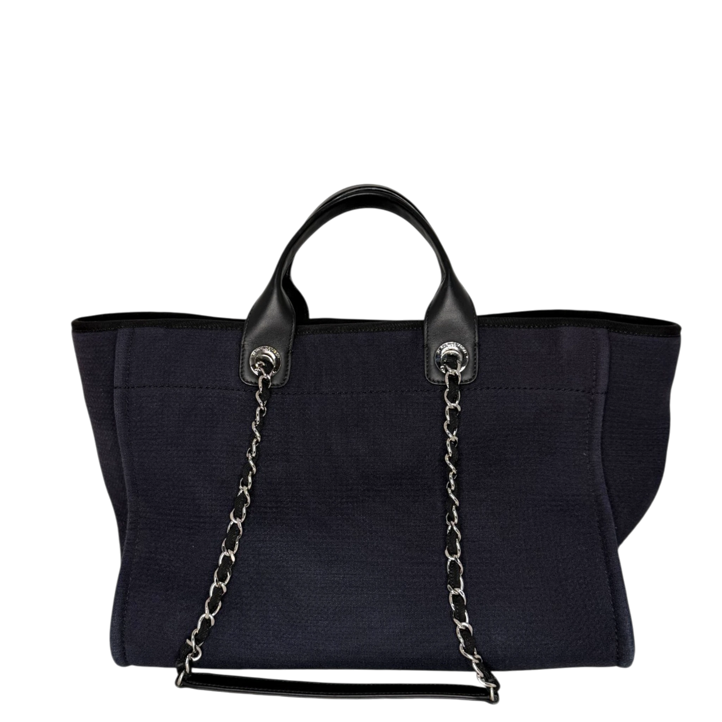 Chanel Deauville mittelgroße Tasche Navy silberne Hardware 2022 Chanel