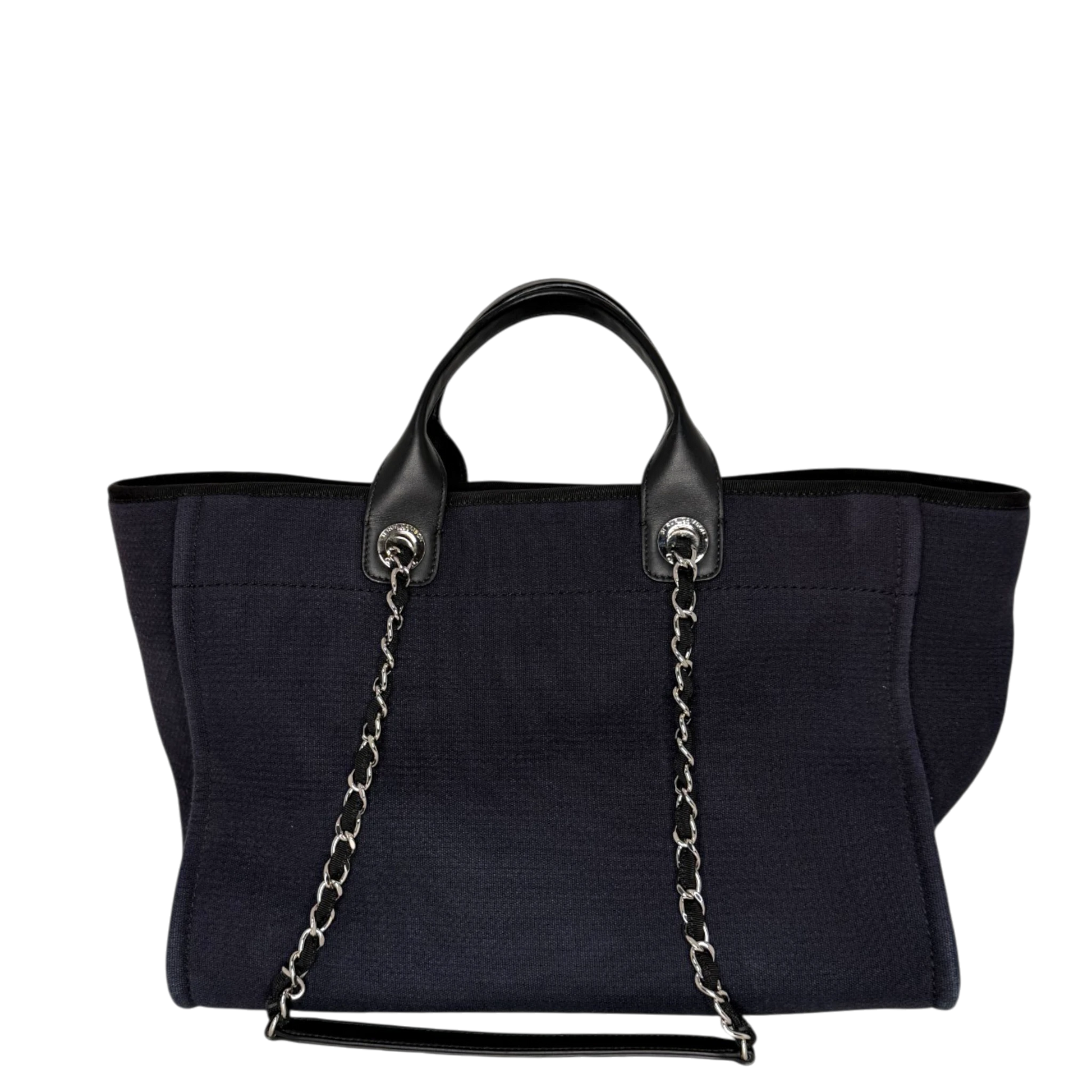 Chanel Deauville mittelgroße Tasche Navy silberne Hardware 2022 Chanel