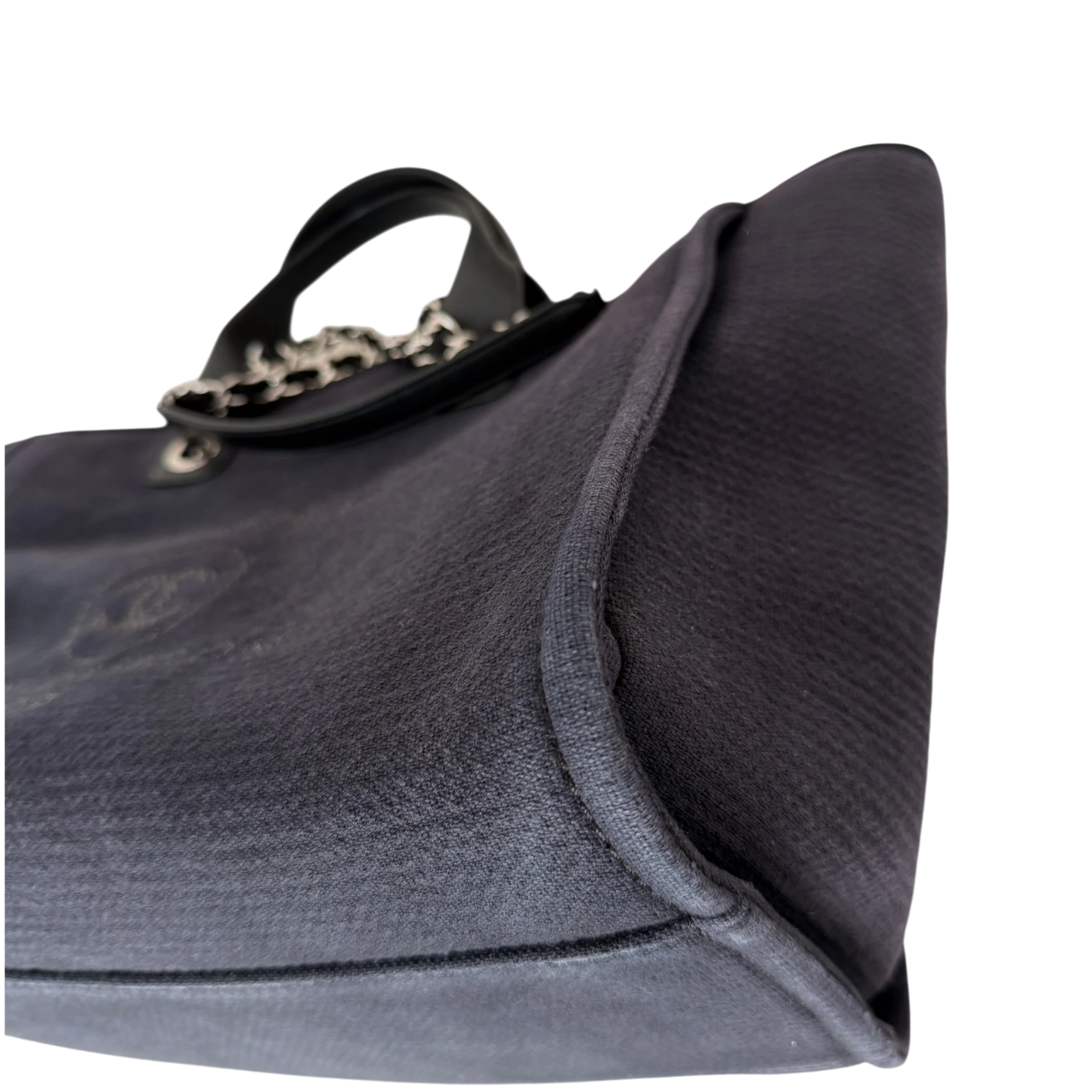 Chanel Deauville mittelgroße Tasche Navy silberne Hardware 2022 Chanel