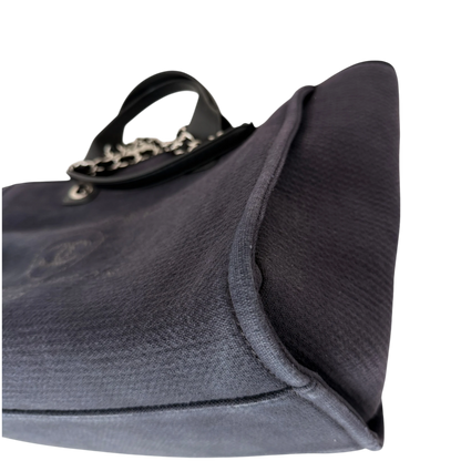 Chanel Deauville mittelgroße Tasche Navy silberne Hardware 2022 Chanel