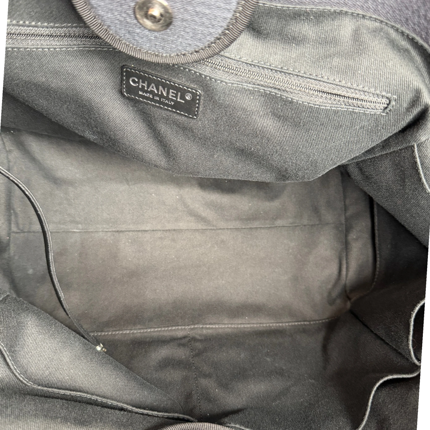 Chanel Deauville mittelgroße Tasche Navy silberne Hardware 2022 Chanel