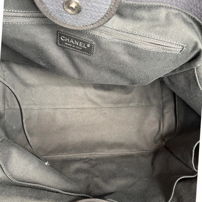 Chanel Deauville mittelgroße Tasche Navy silberne Hardware 2022 Chanel