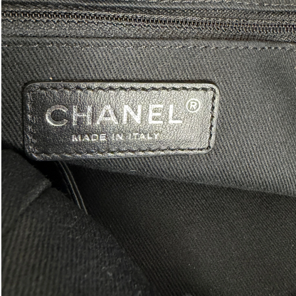 Chanel Deauville mittelgroße Tasche Navy silberne Hardware 2022 Chanel