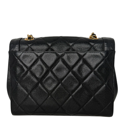 Chanel Vintage Flap Bag Caviar Schwarz vergoldete Hardware Chanel