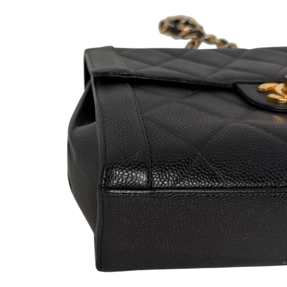 Chanel Vintage Flap Bag Caviar Schwarz vergoldete Hardware Chanel