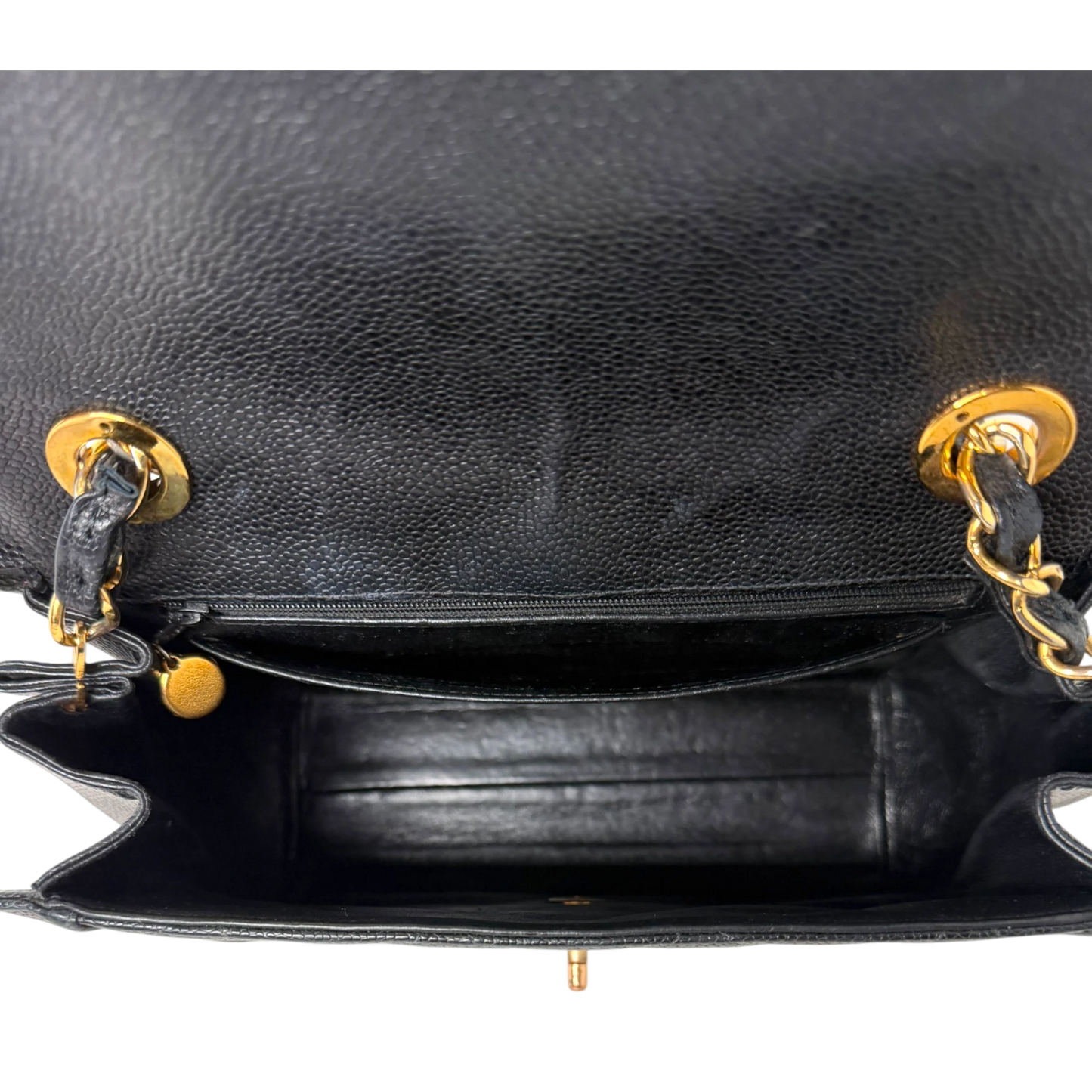 Chanel Vintage Flap Bag Caviar Schwarz vergoldete Hardware Chanel