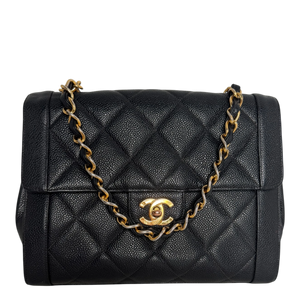 Chanel Vintage Flap Bag Caviar Schwarz vergoldete Hardware