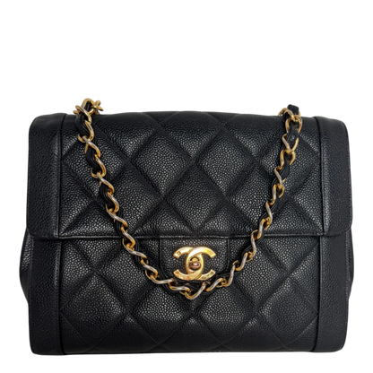 Chanel Vintage Flap Bag Caviar Schwarz vergoldete Hardware Chanel