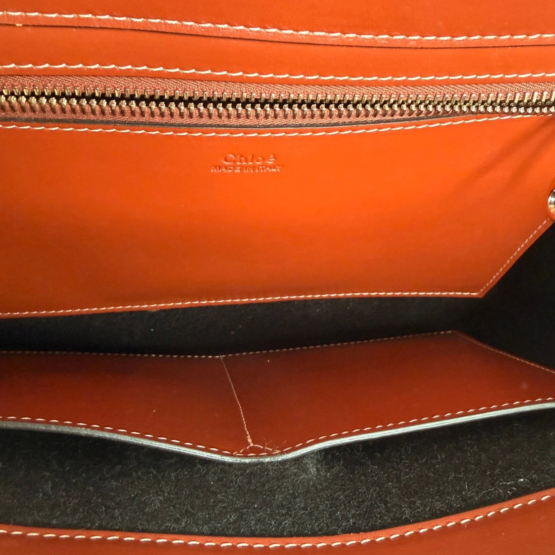 Chloé Woody Medium Tote Bag Schwarz Filz Chloé Logoband Braunes Leder Chloé