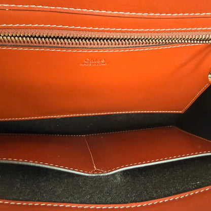 Chloé Woody Medium Tote Bag Schwarz Filz Chloé Logoband Braunes Leder Chloé