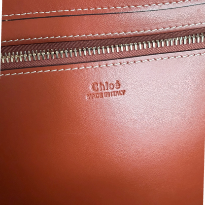 Chloé Woody Medium Tote Bag Schwarz Filz Chloé Logoband Braunes Leder Chloé