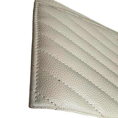 Saint Laurent Monogram Bill Pouch Grain de Poudre Creme Weiß Gold Saint Laurent