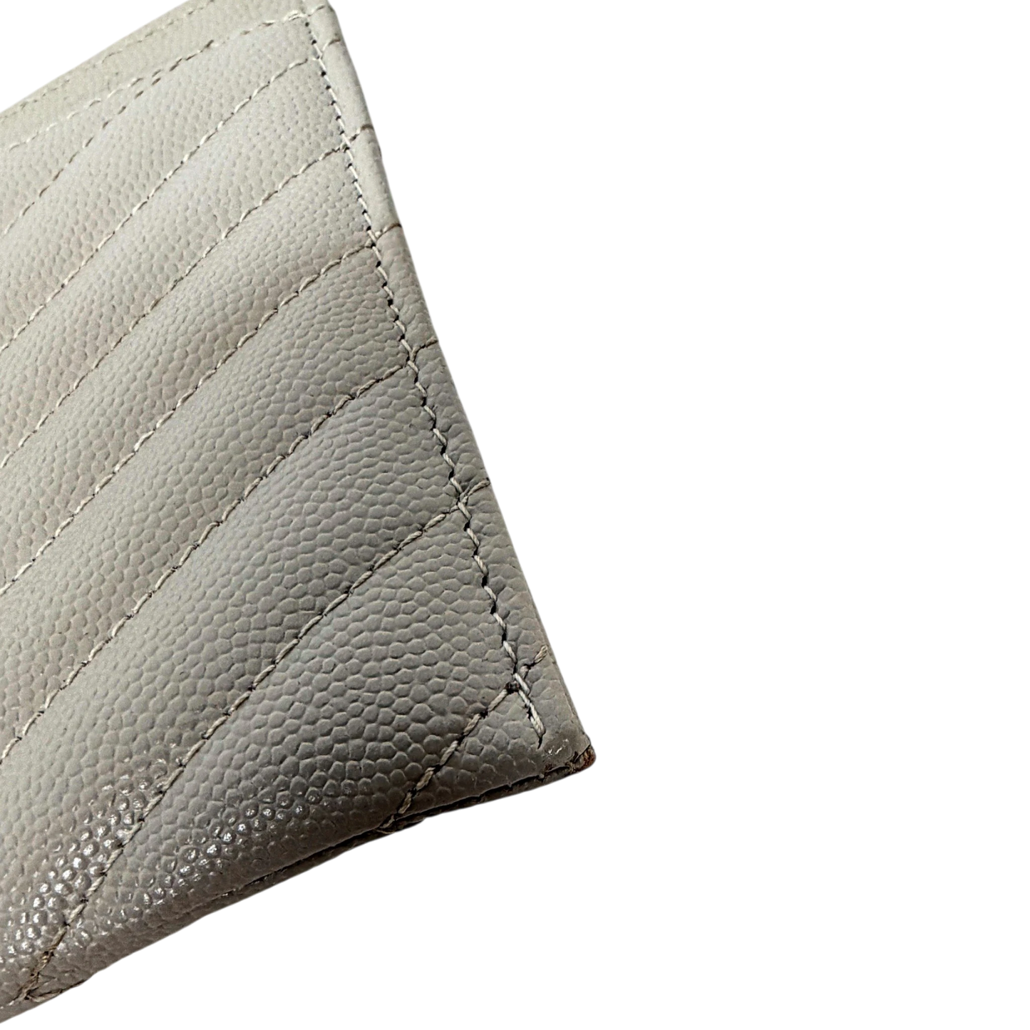 Saint Laurent Monogram Bill Pouch Grain de Poudre Creme Weiß Gold Saint Laurent