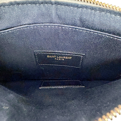 Saint Laurent Monogram Bill Pouch Grain de Poudre Creme Weiß Gold Saint Laurent