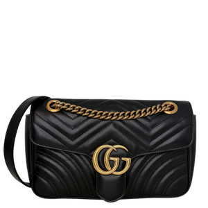 Gucci Kleine GG Marmont Schultertasche Schwarz Small