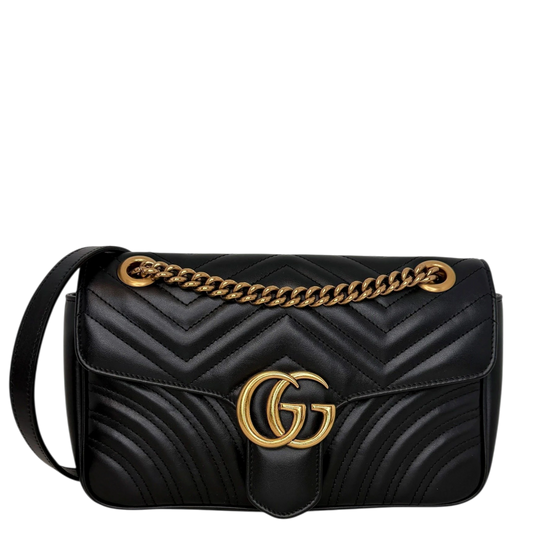 Gucci Kleine GG Marmont Schultertasche Schwarz Small Gucci