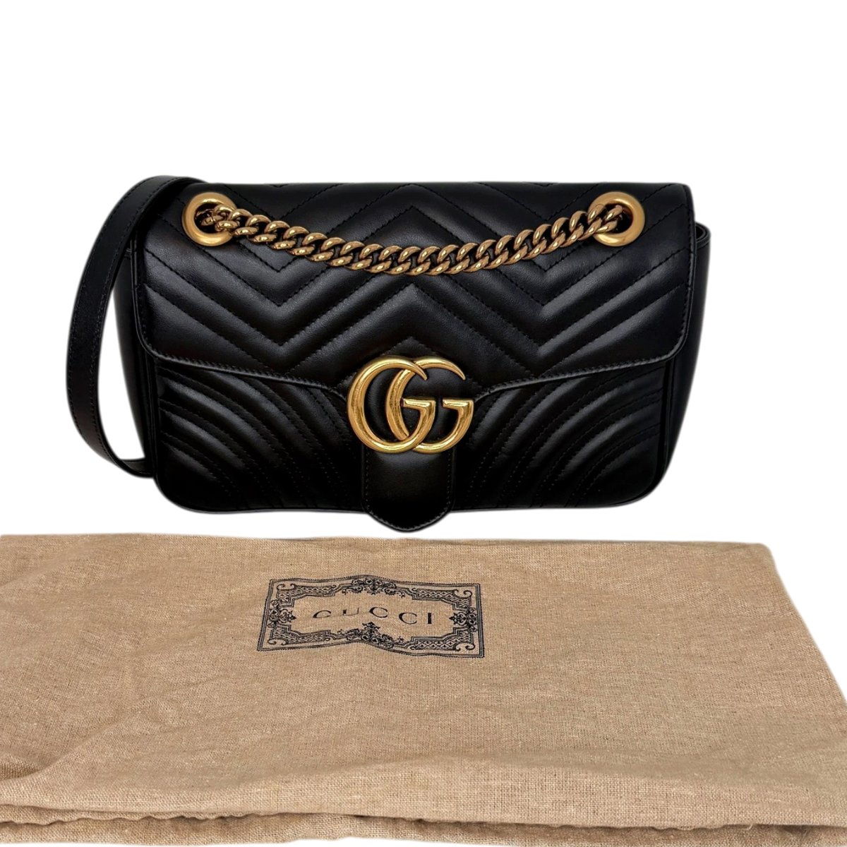 Gucci Kleine GG Marmont Schultertasche Schwarz Small Gucci