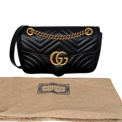 Gucci Kleine GG Marmont Schultertasche Schwarz Small Gucci