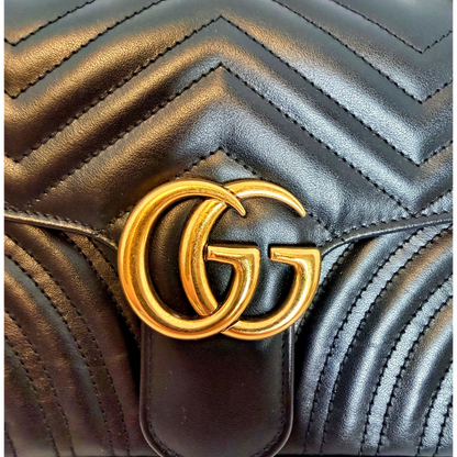 Gucci Kleine GG Marmont Schultertasche Schwarz Small Gucci