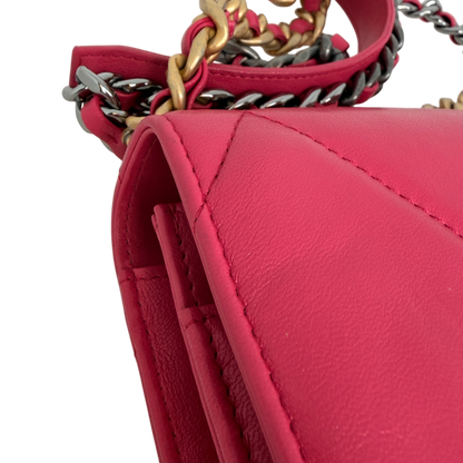 Chanel 19 Wallet On Chain WOC Lammleder Pink Fuchsia Gold Silber Chanel