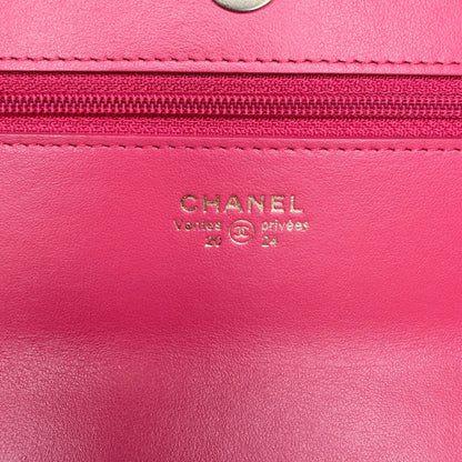 Chanel 19 Wallet On Chain WOC Lammleder Pink Fuchsia Gold Silber Chanel