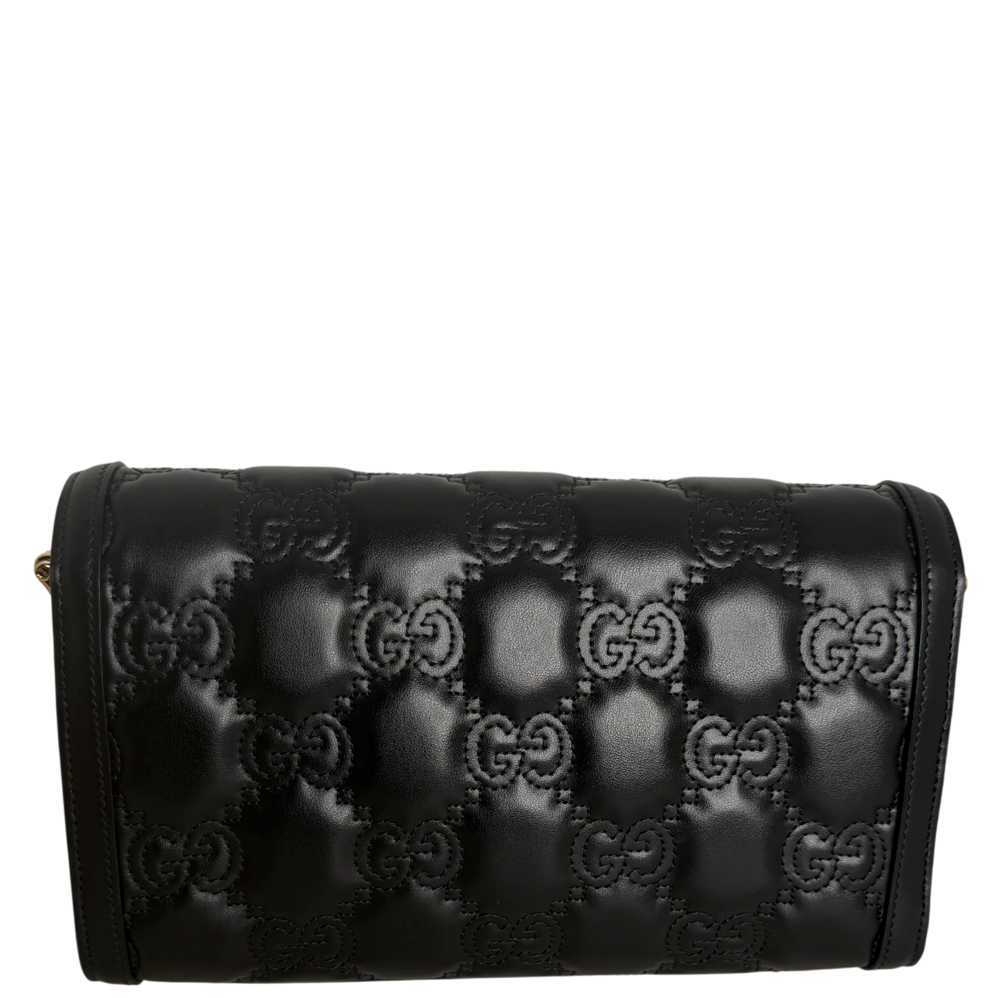 Gucci GG Matelassé Small Shoulder Bag Leder Schwarz Gold 2 Riemen Gucci