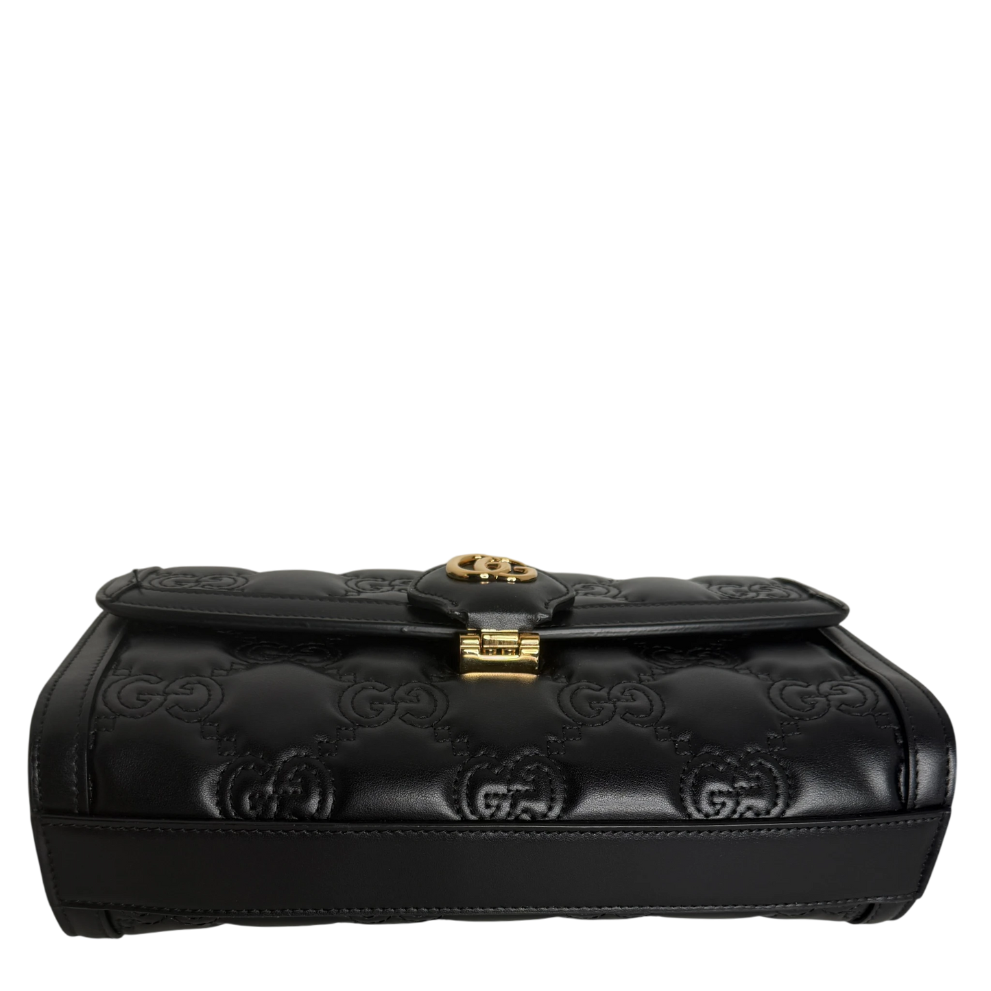 Gucci GG Matelassé Small Shoulder Bag Leder Schwarz Gold 2 Riemen Gucci