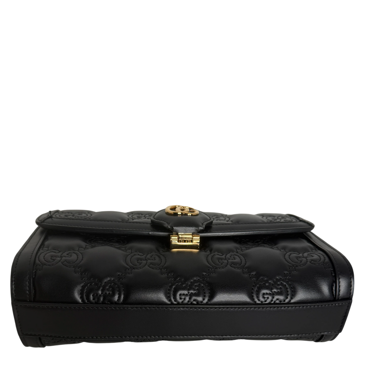 Gucci GG Matelassé Small Shoulder Bag Leder Schwarz Gold 2 Riemen Gucci