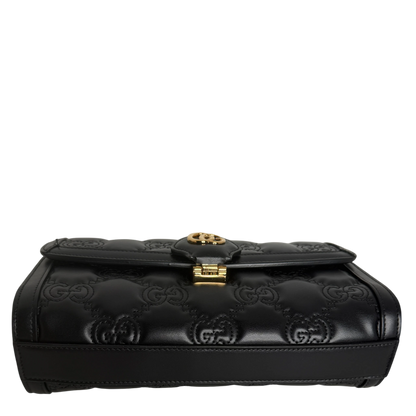 Gucci GG Matelassé Small Shoulder Bag Leder Schwarz Gold 2 Riemen Gucci