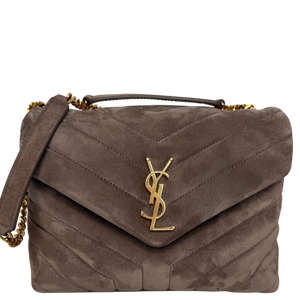 Saint Laurent Loulou Small Veloursleder Taupe Gold Y-Steppung