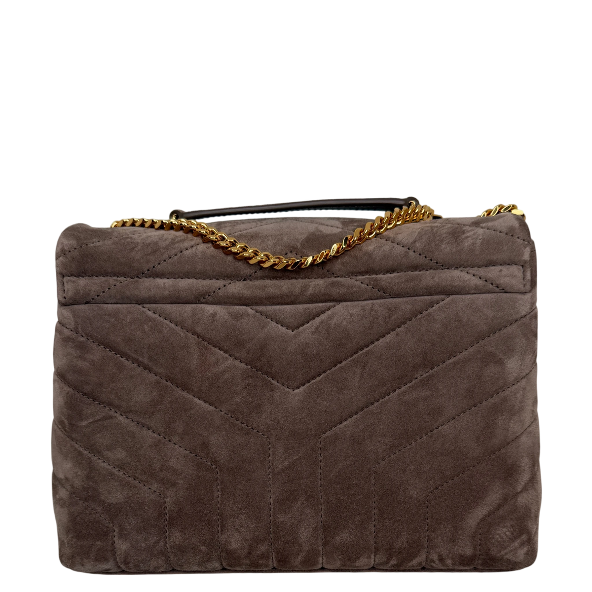 Saint Laurent Loulou Small Veloursleder Taupe Gold Y-Steppung Saint Laurent