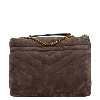 Saint Laurent Loulou Small Veloursleder Taupe Gold Y-Steppung Saint Laurent