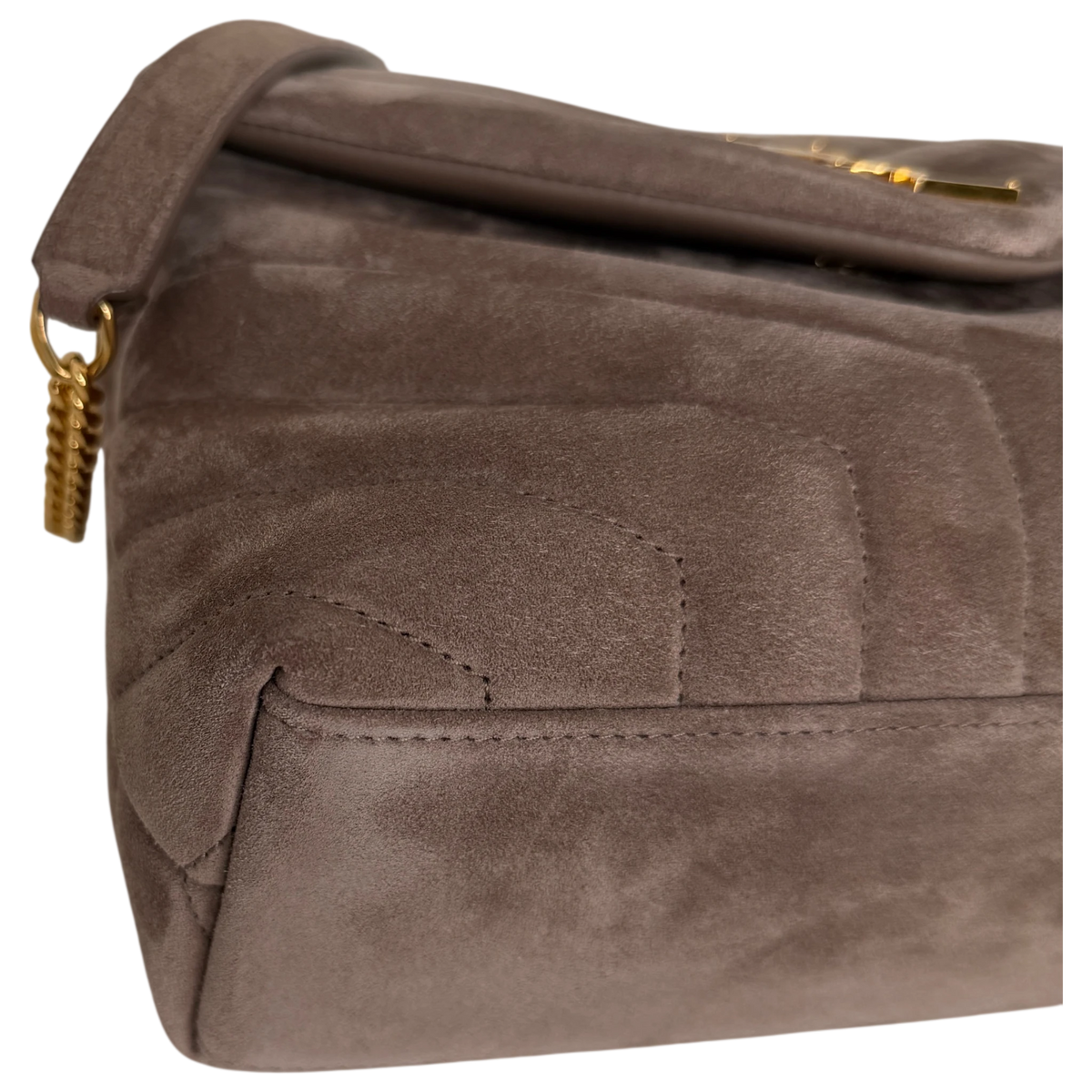 Saint Laurent Loulou Small Veloursleder Taupe Gold Y-Steppung Saint Laurent