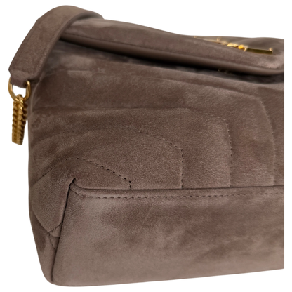 Saint Laurent Loulou Small Veloursleder Taupe Gold Y-Steppung Saint Laurent