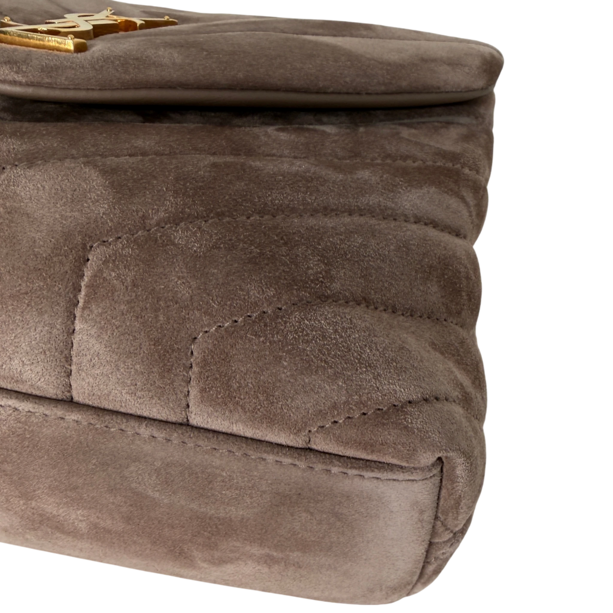 Saint Laurent Loulou Small Veloursleder Taupe Gold Y-Steppung Saint Laurent