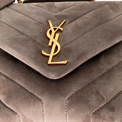 Saint Laurent Loulou Small Veloursleder Taupe Gold Y-Steppung Saint Laurent