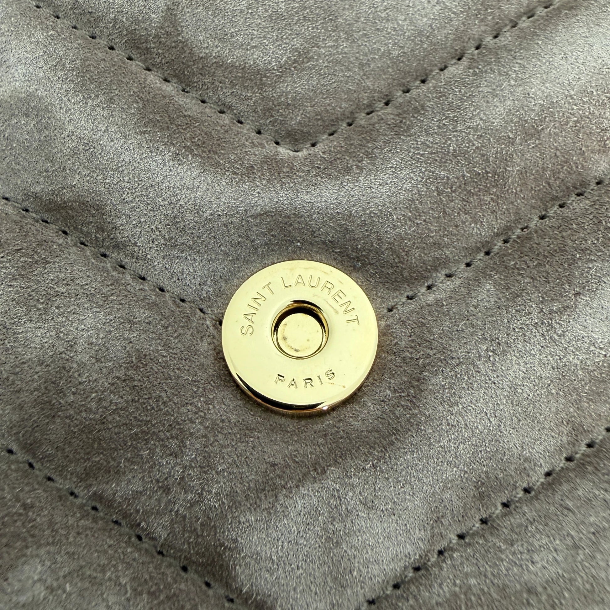 Saint Laurent Loulou Small Veloursleder Taupe Gold Y-Steppung Saint Laurent