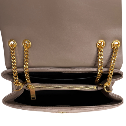 Saint Laurent Loulou Small Veloursleder Taupe Gold Y-Steppung Saint Laurent